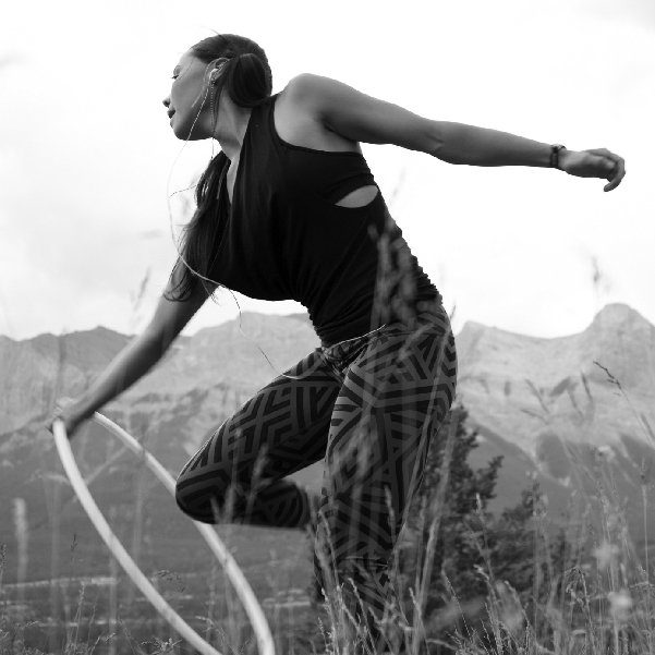 Native American Girl practicing Hoop Dancing,