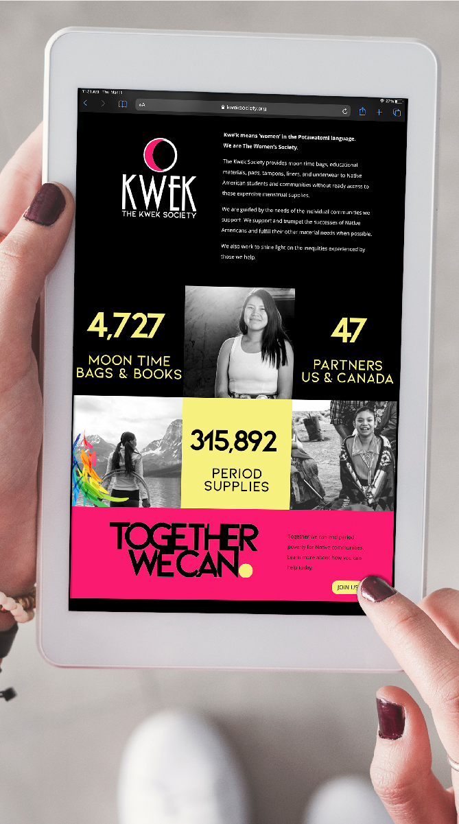 The Kwek Society Website Design Mockedup on a tablet