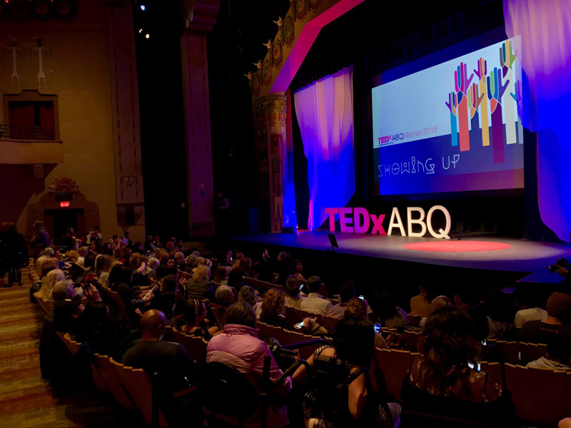 TEDxABQ 2018 Women's event stage.